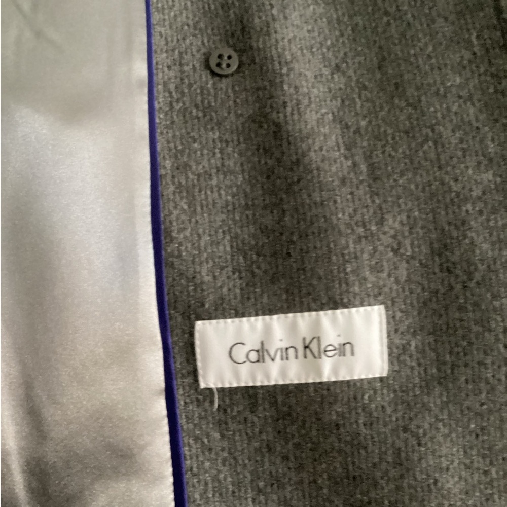 Calvin Klein Charcoal Double-Breasted Pea Coat Jacket Size 8 - Picture 8 of 10